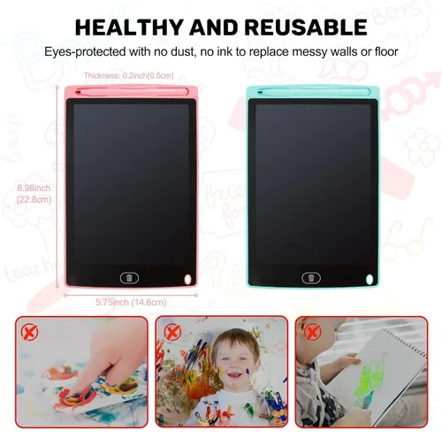 Miniatura 4 de Tableta de escritura LCD, 2 paquetes de almohadillas de dibujo para niños de 3, 4, 5, 6 años, 8.5 pulgadas, líneas coloridas, garabatos, juguetes