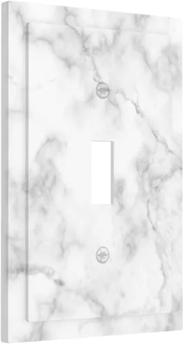 Miniatura 2 de Cubierta decorativa de interruptor de luz de mármol blanco y gris, placa frontal de plástico de 1 banda para decoración de baño, hogar, dormitorio