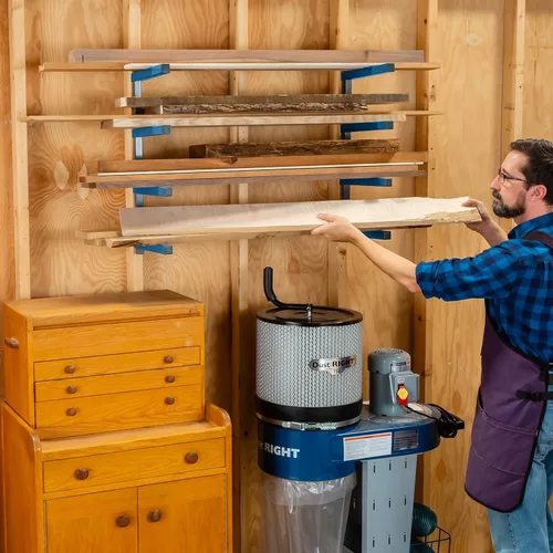 Miniatura 4 de ROCKLER Estante de madera de 4 niveles, para tienda de pared, sótano, organizador de garaje, estante de almacenamiento de pared para madera, moldeo