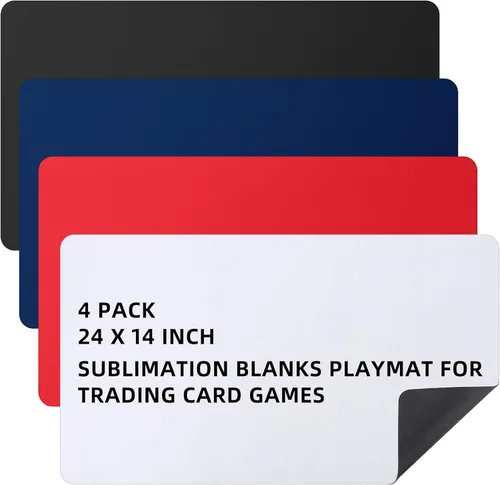 Yexiya 4 piezas de tapetes para juegos de cartas de 14 x 24 pulgadas, tapetes de sublimación en blanco, tapetes para cartas lisas para juegos de