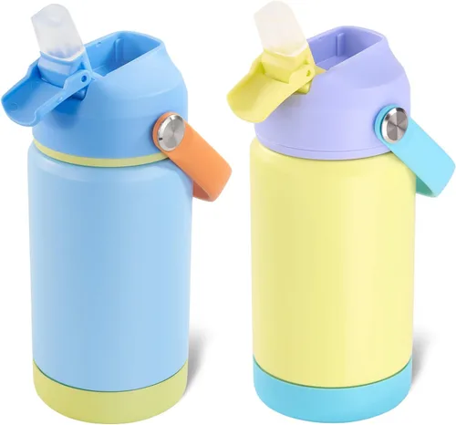 Miniatura 41 de Kerilyn - Botella de agua para niños, de acero inoxidable, con pajilla a prueba de fugas, con aislamiento térmico, libre de bisfenol A, unisex