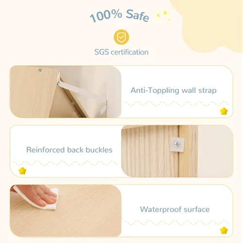Miniatura 4 de Curipeer Estantería para casa de muñecas para niños, estantería de madera con luz activada por movimiento, organizador abierto de 2 niveles