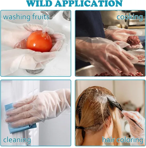 Miniatura 6 de Meekear 200 PCS Food Prep Disposable Gloves, TPE Clear Latex-Free Food Safe Cleaning Gloves, BPA Free, Powder Free, Oil Tight