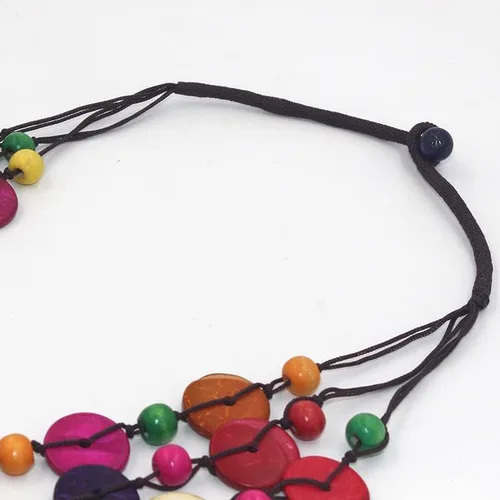 Miniatura 6 de COLORFUL BLING Ethnic African Wood Bead Statement Pendant Collar Layered Long Strand Chunky Coconut Shell Geometric Choker Bib Necklace Bohemian