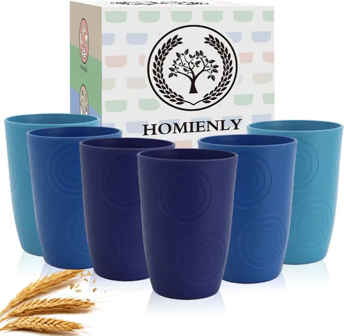Miniatura 21 de Homienly Juego de vasos apilables con popote de trigo inastillable, vasos de cocina irrompibles para niños y adultos, reutilizables, aptos para 8