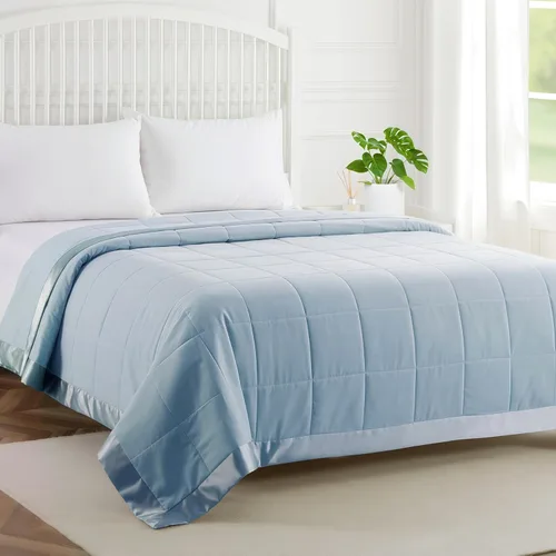 Miniatura 15 de COMFLIVE - Manta con relleno alternativo - Manta acolchada de microfibra tamaño King con borde satinado, mantas de cama para todas las estaciones