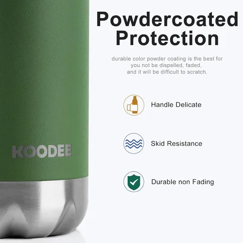 Miniatura 4 de koodee Botella de agua de acero inoxidable de 12 onzas con aislamiento al vacío para la escuela, botellas de agua deportivas de metal