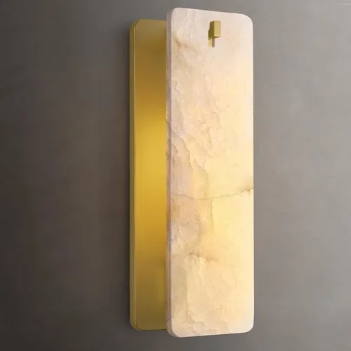 Miniatura 11 de Apliques de pared de alabastro español natural de 12 pulgadas, modernas luces doradas de latón para espejo de baño, lámpara de pared E12 con Latón