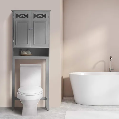 Miniatura 2 de Teamson Home Dawson - Armario de madera contemporáneo con dos puertas, color gris