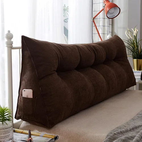 Miniatura 7 de Almohada triangular para cabecero, almohada de cuña de lectura, cojín de cabecero, almohada de respaldo para día, cama, litera, funda extraíble Negro