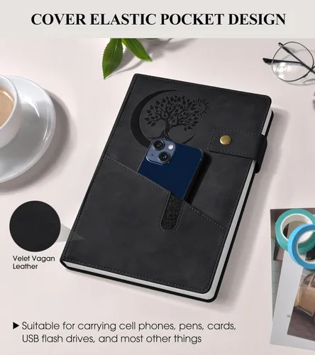 Miniatura 5 de PAIBAS Cuaderno de diario con líneas gruesas de 365 páginas para hombres y mujeres, diarios grandes de cuero A4 para escribir, cuadernos de tapa