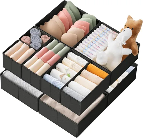 Miniatura 19 de Criusia Organizador de cajones de ropa, paquete de 21 organizadores de aparador para ropa de bebé, ropa interior, calcetines, organizadores Blanco