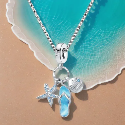 Miniatura 6 de DWJSu Pantuflas de playa con diseño de estrella de mar y concha de mar para niñas y mujeres