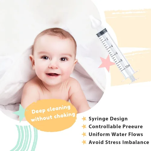 Miniatura 5 de Irrigador nasal para bebé, 0.3 fl oz, aspirador nasal profesional para bebés con puntas de succión nasal de silicona segura, jeringa nasal portátil