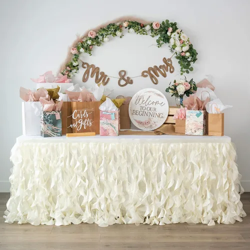 Miniatura 11 de Falda de mesa tutú azul. Falda de mesa de 6 pies con sauces de organza de doble capa para decoraciones bajo el mar, decoración de primer cumpleaños
