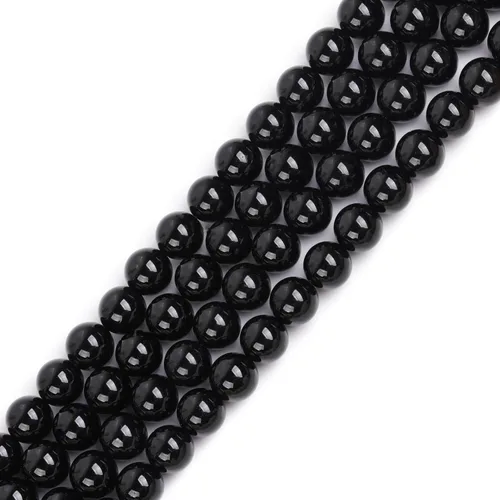 Miniatura 54 de GEM-Inside Cuentas sueltas de piedra natural de lava negra de 8 mm, redondas, piedra de energía para hacer joyas 15' Negro