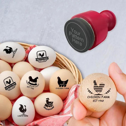 Miniatura 7 de Sello de huevo personalizado para huevos frescos Estampado personalizado Etiquetas de huevo Sello de granja Autoentintado Sellos de huevos