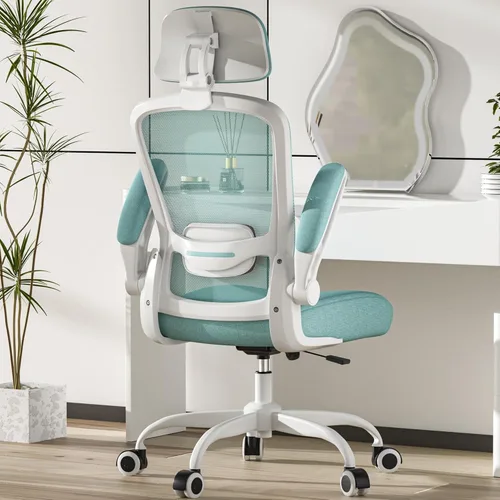 Mimoglad Silla de oficina, silla de escritorio ergonómica de respaldo alto con soporte lumbar ajustable y reposacabezas, silla giratoria con Azul