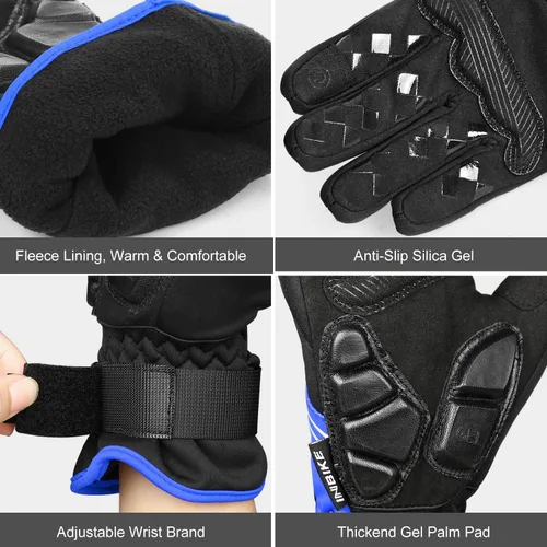 Miniatura 5 de INBIKE Guantes de ciclismo para hombres invierno a prueba de viento reflexivo almohadillas de gel térmico pantalla táctil