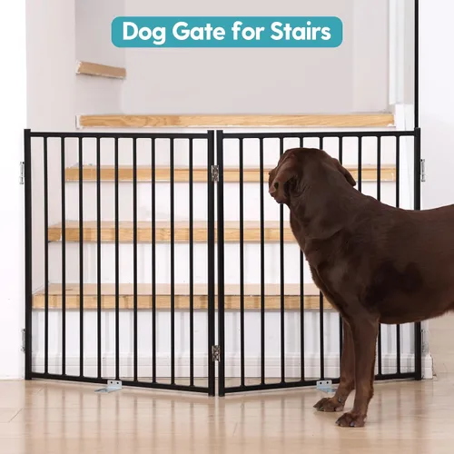 Miniatura 6 de No Pawblems - Puerta independiente para perros, valla plegable de 30 pulgadas de alto para interiores, extensión de puerta extra ancha para Blanco