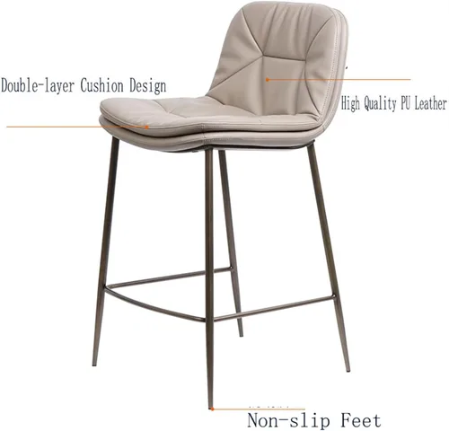 Miniatura 4 de Tall Bar Stools Bar Chair Modern Minimalist Metal High Stool Home Double Cushion Back Chair Home Restaurant Kitchen Bar Table Chair Kitchen Counter