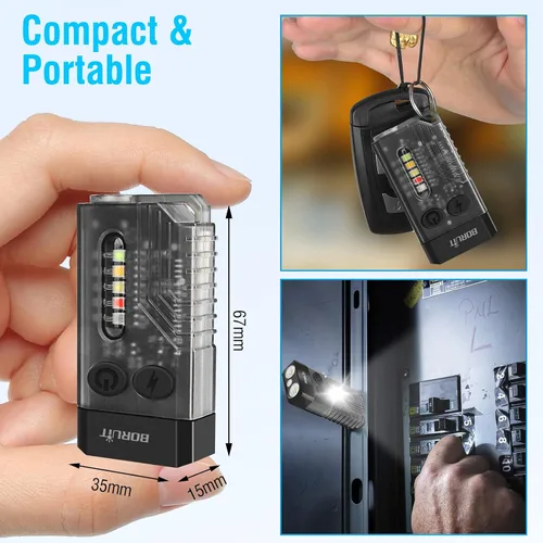 Miniatura 6 de BORUIT V10 Pequeño llavero potente linterna y V7 LED mini linterna con clip