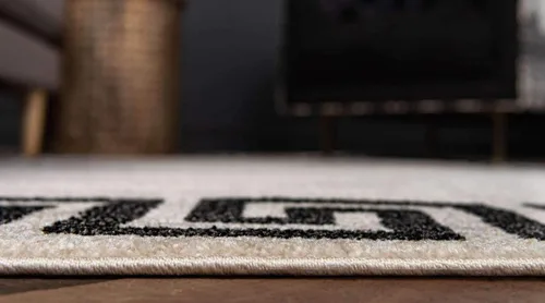 Miniatura 4 de Unique Loom Athens Collection - Alfombra clásica geométrica moderna con diseño de bordes, 8 x 8 pies, beige/negro Beige y gris/beige