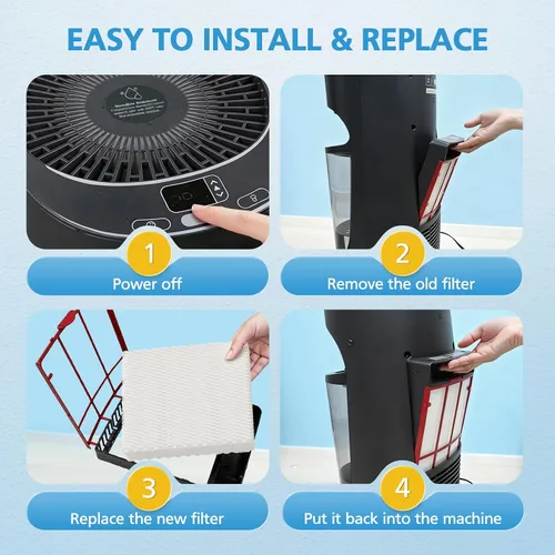 Miniatura 7 de iSingo Paquete de 4 filtros HFT600 T de repuesto, compatibles con humidificador de torre Honeywell serie HEV615 y HEV620, repuesto # HFT600T
