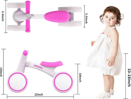 Miniatura 3 de SEREED - Bicicleta de equilibrio para bebés de 1 año, niños y niñas de 12 a 24 meses, primera bicicleta para niños de 4 ruedas, regalos de primer