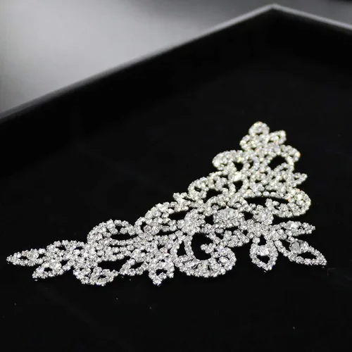 Miniatura 2 de Jerler Apliques de diamantes de imitación, elegante cinturón de diamantes de imitación de cristal plateado para coser en vestido de novia cinturón