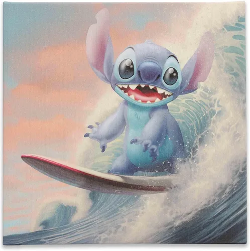 Open Road Brands Disney Lilo and Stitch Surfing Gallery - Lienzo decorativo para pared, diseño de puntada divertida para el hogar