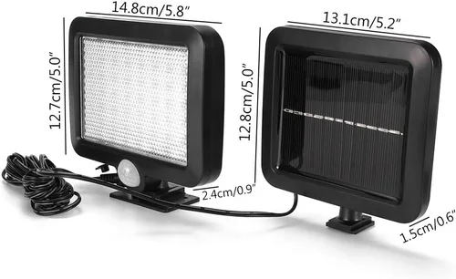 Miniatura 2 de Luz de pared de energía solar, luz con sensor de movimiento al aire libre, 56 LED, luz nocturna de seguridad, panel solar separable para patio