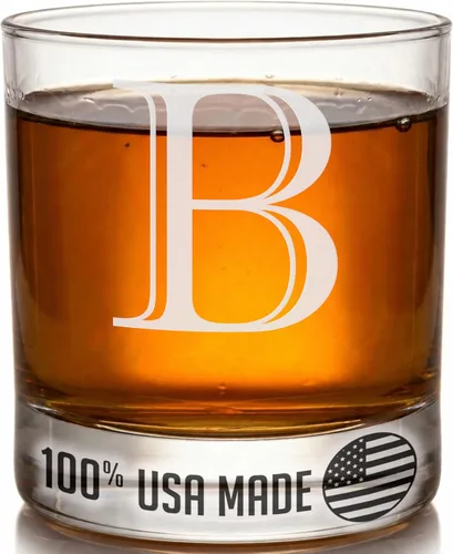Miniatura 28 de Monograma grabado de cristal de whisky Rocks de 11 onzas (letra S), regalos de bourbon personalizados de la A-Z para hombres, día del padre, vidrio