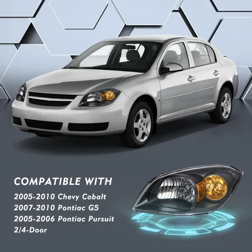 Miniatura 4 de TUSDAR Juego de montaje de faros delanteros con bombillas compatibles con Chevy Cobalt 2005-2010/Pontiac Pursuit 2005-2006/Pontiac G5 2007-2010 lado