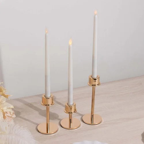 Miniatura 13 de Efavormart - Juego de 2 portavelas de cristal transparente de metal dorado de 16 pulgadas de alto, soportes para velas de huracán