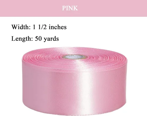 Miniatura 2 de YASEO Cinta de satén rosa sólido de 1 1/2 pulgadas, cinta de tela artesanal de 50 yardas para envolver regalos, ramos florales, decoración de fiesta
