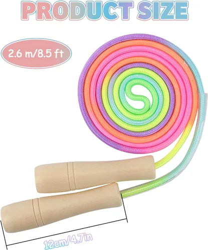 Miniatura 2 de Cuerda de Saltar para Niños, Lorvain Cuerda de Saltar Ajustable, Cuerdas de Saltar para Niños con Mango de Madera para Niñas y Niños, Cuerdas