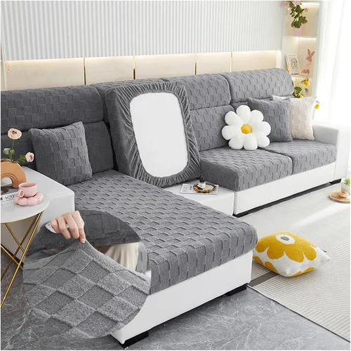 Miniatura 11 de Funda de cojín elástica para asiento de sofá con parte inferior elástica, de elastano, jacquard, antideslizante, protector de muebles