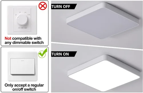 Miniatura 5 de Ganeed luces de techo LED de 19.6 pulgadas, lámpara de techo LED de montaje empotrado cuadrado de 39W, 6500K, lámpara de techo de luz diurna, Blanco