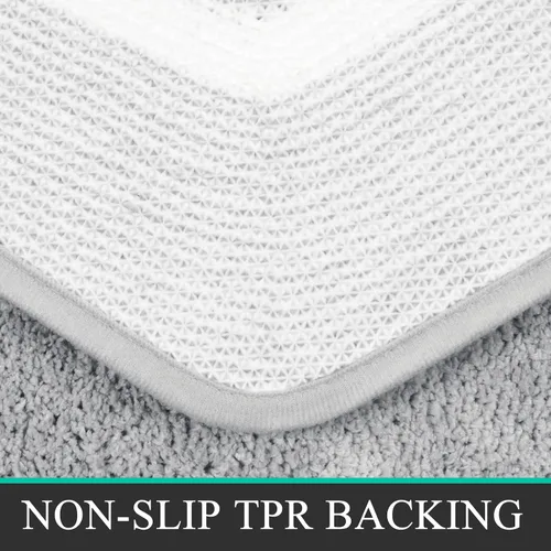 Miniatura 4 de Pauwer Juego de alfombras de baño de 3 piezas con contorno en forma de U, tapete de baño de microfibra absorbente de felpa antideslizante, lavable a