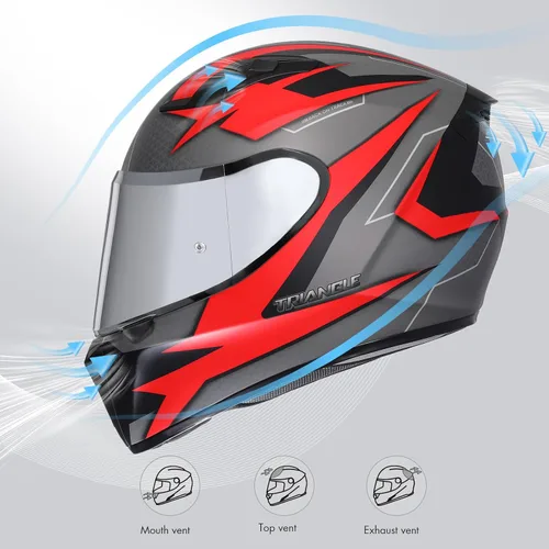 Miniatura 3 de Triangle Casco de doble visera para motocicleta y bicicleta, aprobado por DOT