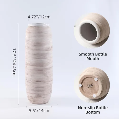 Miniatura 8 de ALMA Jarrón blanco alto para piso, jarrón extra grande de 18'' para ramo de flores secas de hierba de las pampas, jarrones grandes de cerámica