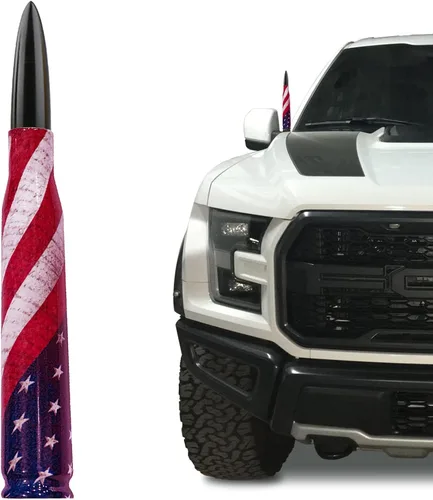 Antena para Auto Camión con Tapas de Válvula de Neumático Bandera Americana Diseño Antirrobo, Reemplazo Corto Universal para Ford F150 F250 F350