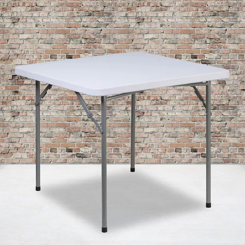 Miniatura 2 de Flash Furniture Kathryn Mesa plegable cuadrada de plástico blanco granito de 2.81 pies con patas de bloqueo recubiertas de polvo