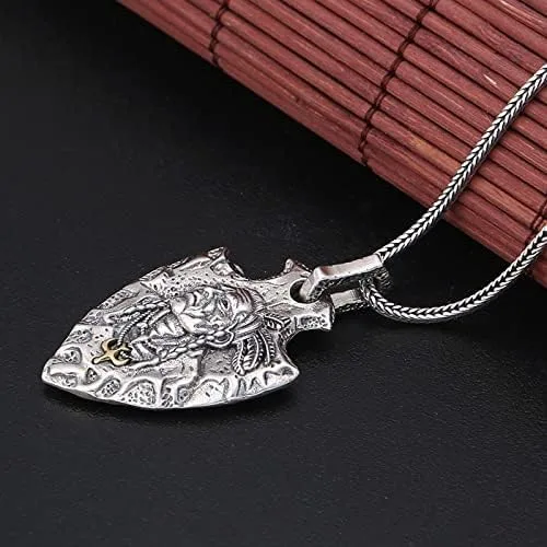 Miniatura 6 de Collar con dije de plata pura 999 Escudo de águila nativa americana Colgante de jefe indio para hombre Joyería para hombre, Plata esterlina, Sin