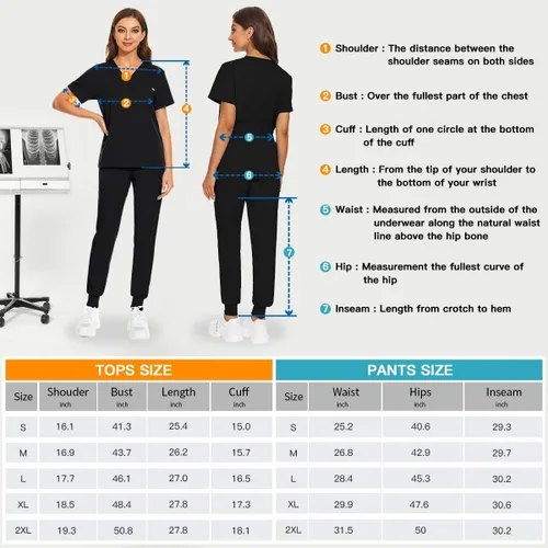 Miniatura 6 de VIAOLI Conjunto de uniformes médicos para mujer, conjunto de camiseta con cuello en V y pantalones deportivos para enfermería médica, atención