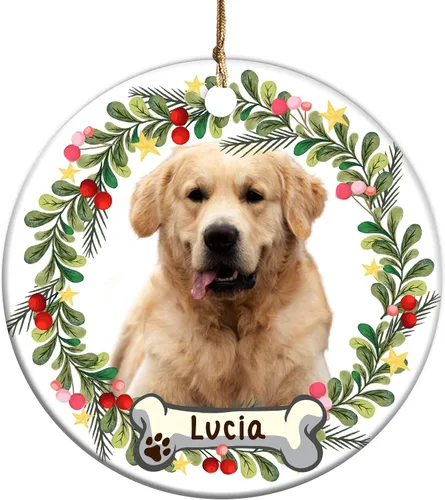 Adorno personalizado para foto de perro, adorno de Navidad personalizado para mascotas 2023, regalos de Navidad personalizados para cachorros con