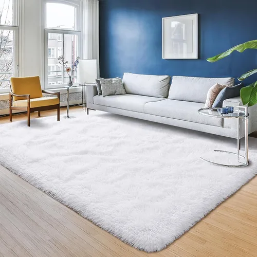 Miniatura 17 de Przemy - Alfombra mullida para dormitorio y sala de estar, alfombra de 4 x 6 pies, beige, alfombra de pelo largo suave y esponjosa, alfombra