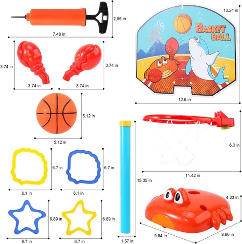 Miniatura 4 de Aro de baloncesto para niños pequeños, juego de juguetes deportivos 2 en 1 para niños, juego de lanzamiento de anillos con sonido musical, aro