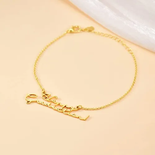 Miniatura 2 de LONGLITER - Pulsera personalizada de doble capa con nombre para mujer, cadena de mano, dos placas, pulseras para mujer